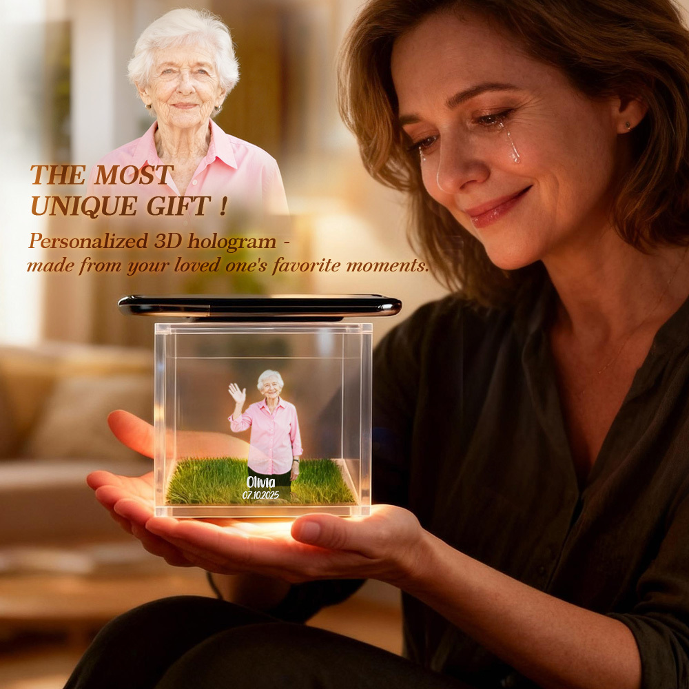 3D Holographic House Custom Photo Memorial Display Crystal-Clear Holographic Image - auphotoblanket