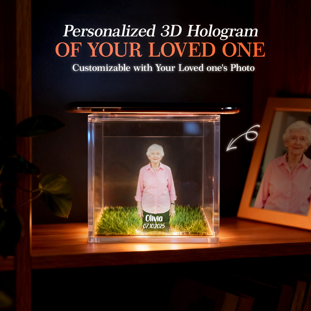 3D Holographic House Custom Photo Memorial Display Crystal-Clear Holographic Image