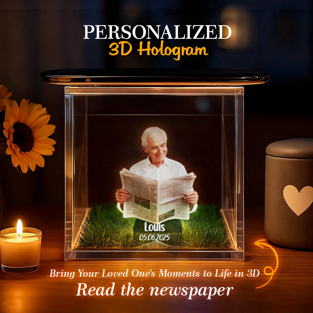 3D Holographic House Custom Photo Memorial Display Crystal-Clear Holographic Image - auphotoblanket