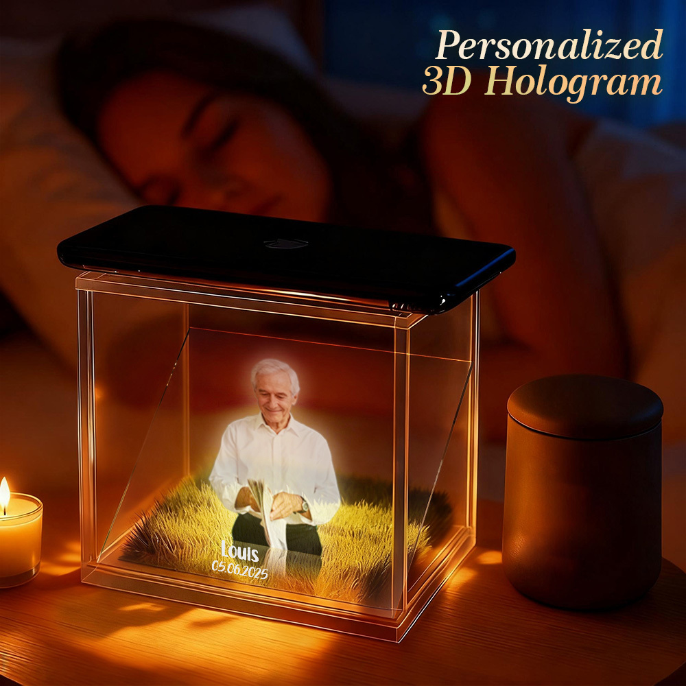 3D Holographic House Custom Photo Memorial Display Crystal-Clear Holographic Image - auphotoblanket