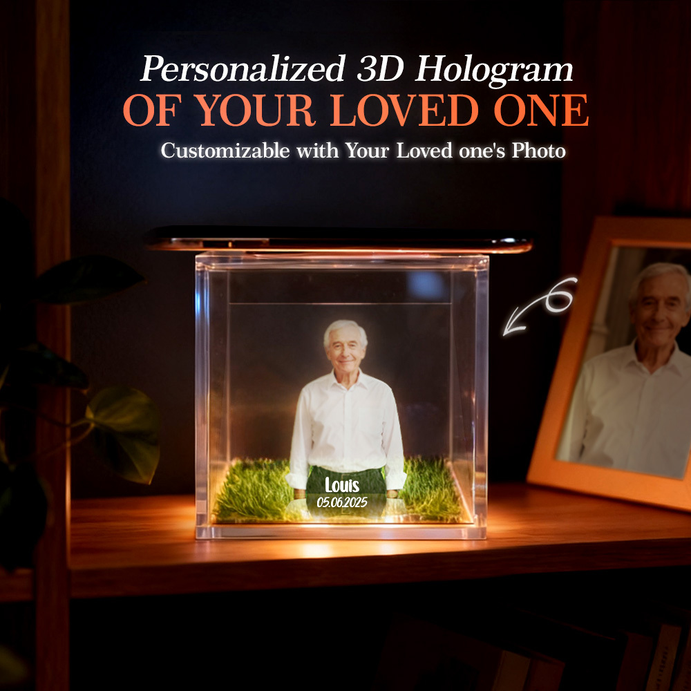 3D Holographic House Custom Photo Memorial Display Crystal-Clear Holographic Image - auphotoblanket