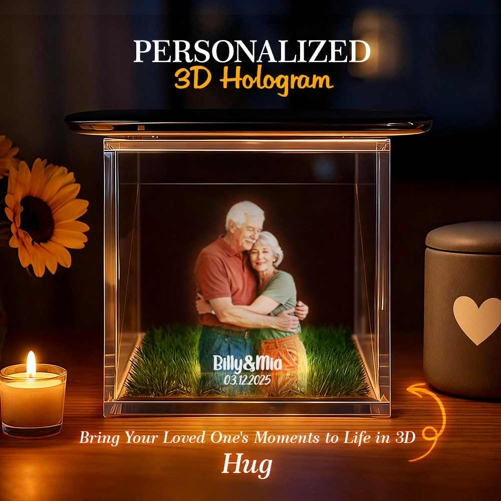 3D Holographic House Custom Photo Memorial Display Crystal-Clear Holographic Image - auphotoblanket