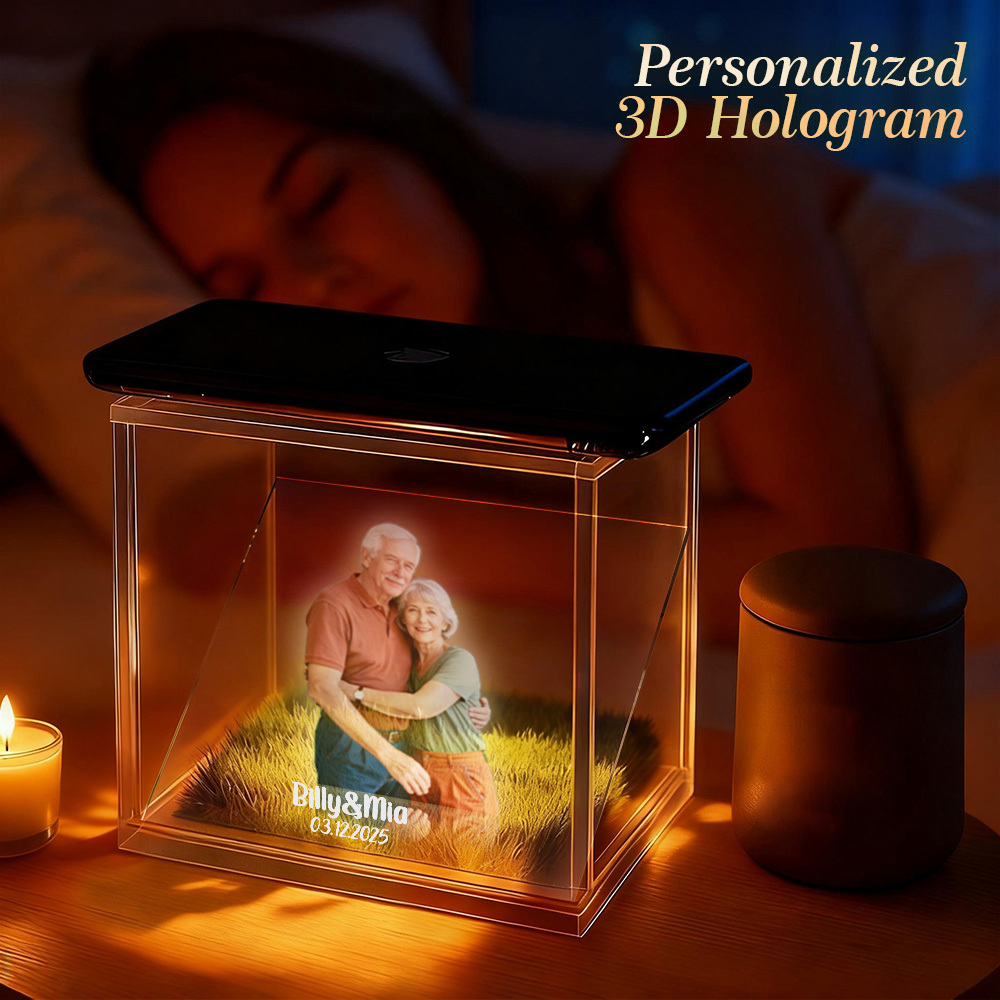 3D Holographic House Custom Photo Memorial Display Crystal-Clear Holographic Image - auphotoblanket