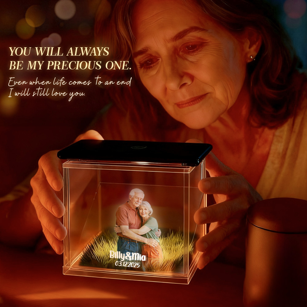 3D Holographic House Custom Photo Memorial Display Crystal-Clear Holographic Image - auphotoblanket