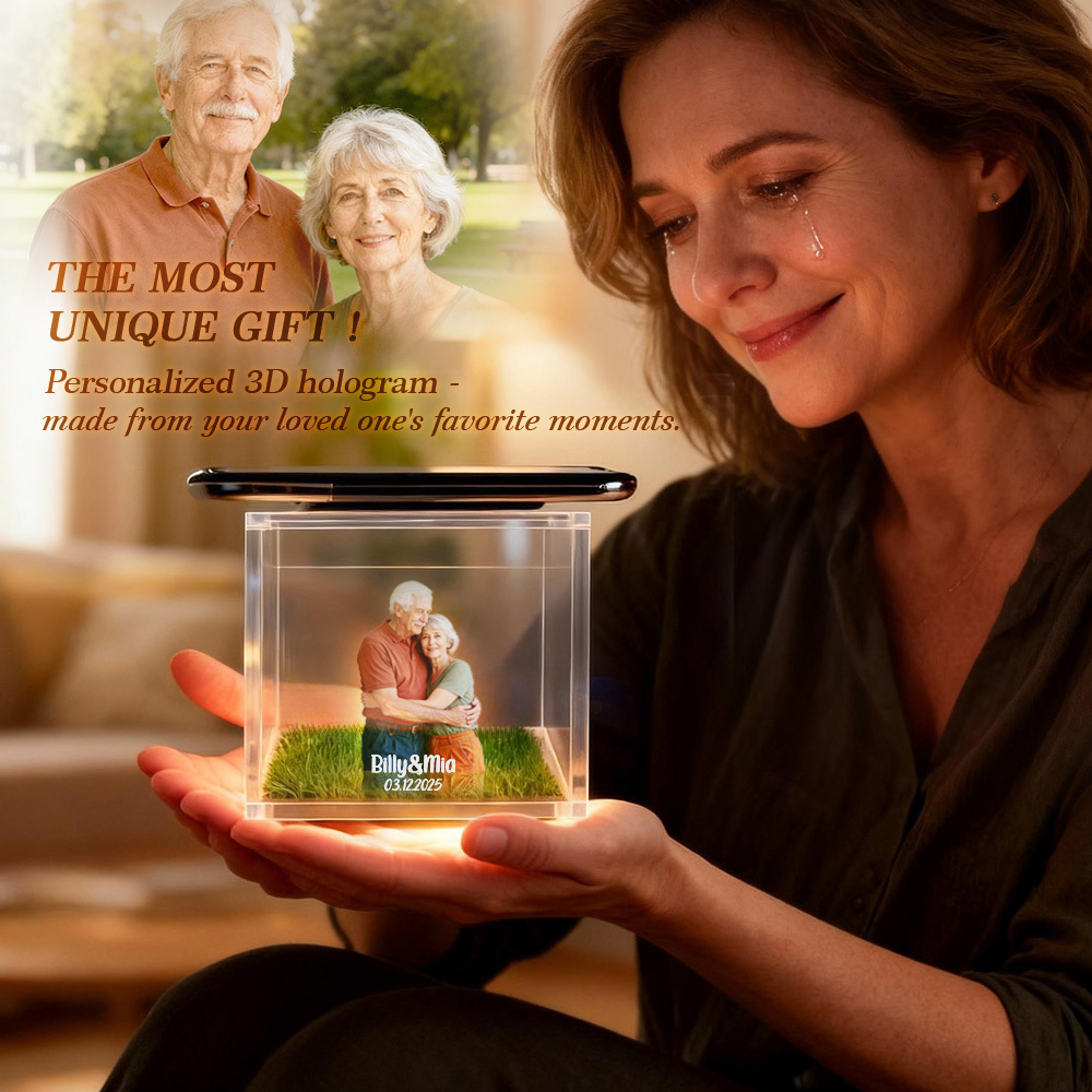 3D Holographic House Custom Photo Memorial Display Crystal-Clear Holographic Image - auphotoblanket