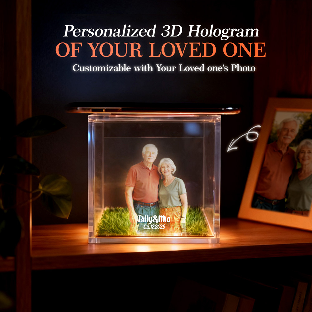 3D Holographic House Custom Photo Memorial Display Crystal-Clear Holographic Image - auphotoblanket