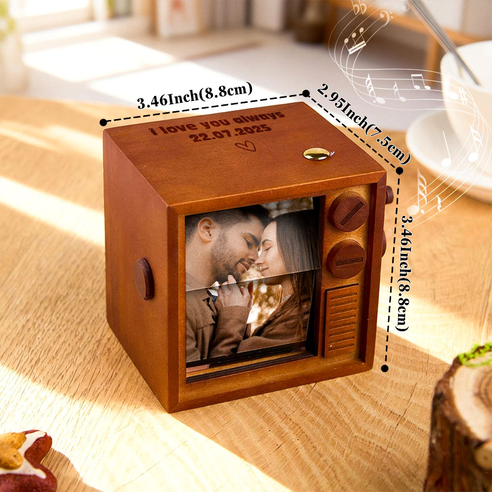 Custom Photo Flipbook Frame Animation Machine Mechanical Hand-cranked Flipbook Box with Light Black Walnut Christmas Gifts - auphotoblanket
