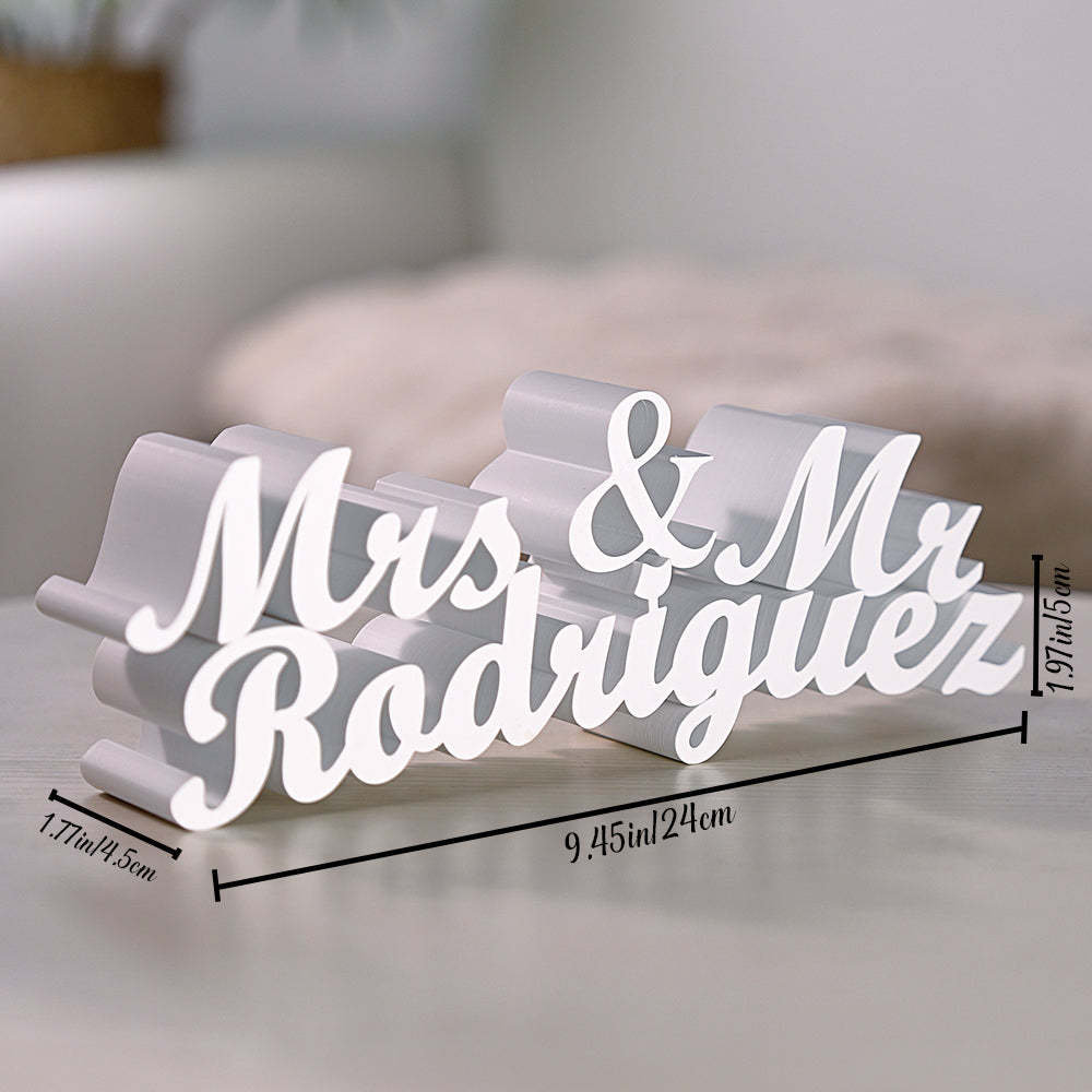Personalized 3D Print Last Name Sign Custom Wedding Family Name Sign Wedding Tabletop Centerpieces for Wedding and Home - auphotoblanket
