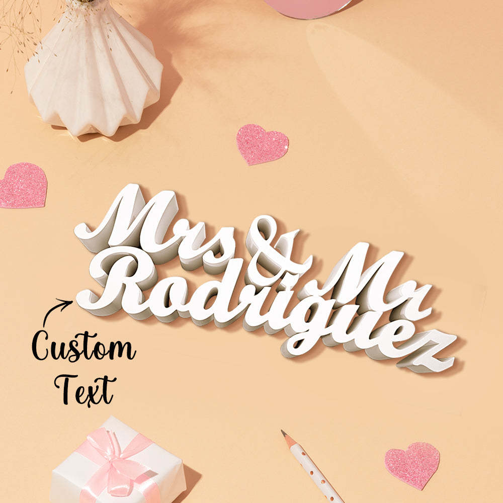 Personalized 3D Print Last Name Sign Custom Wedding Family Name Sign Wedding Tabletop Centerpieces for Wedding and Home - auphotoblanket