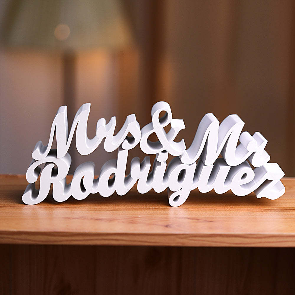 Personalized 3D Print Last Name Sign Custom Wedding Family Name Sign Wedding Tabletop Centerpieces for Wedding and Home - auphotoblanket