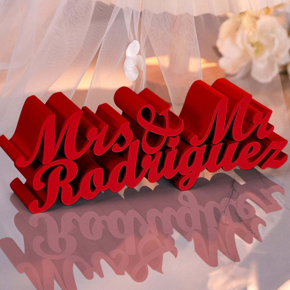 Personalized 3D Print Last Name Sign Custom Wedding Family Name Sign Wedding Tabletop Centerpieces for Wedding and Home - auphotoblanket