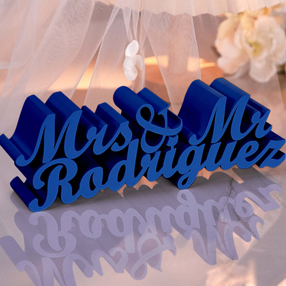Personalized 3D Print Last Name Sign Custom Wedding Family Name Sign Wedding Tabletop Centerpieces for Wedding and Home - auphotoblanket