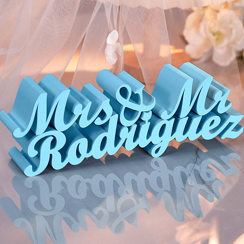 Personalized 3D Print Last Name Sign Custom Wedding Family Name Sign Wedding Tabletop Centerpieces for Wedding and Home - auphotoblanket