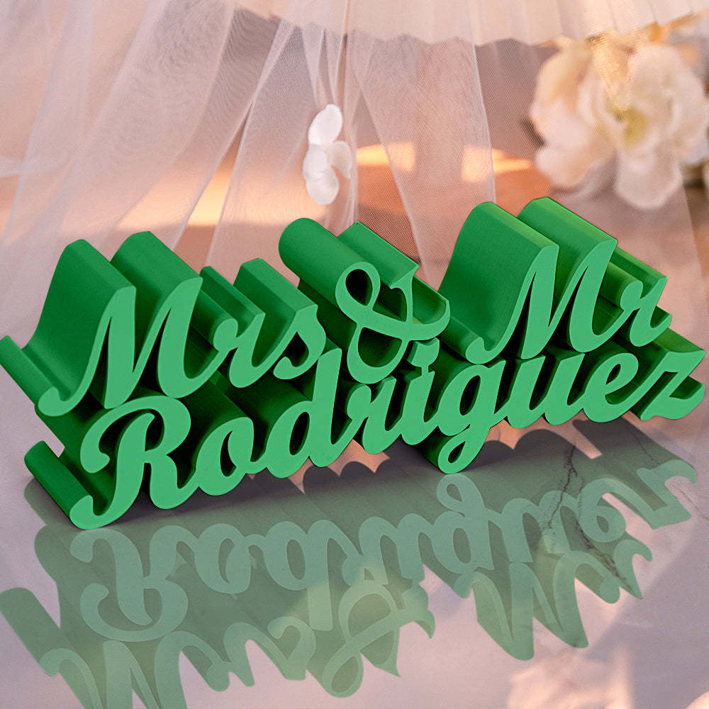 Personalized 3D Print Last Name Sign Custom Wedding Family Name Sign Wedding Tabletop Centerpieces for Wedding and Home - auphotoblanket