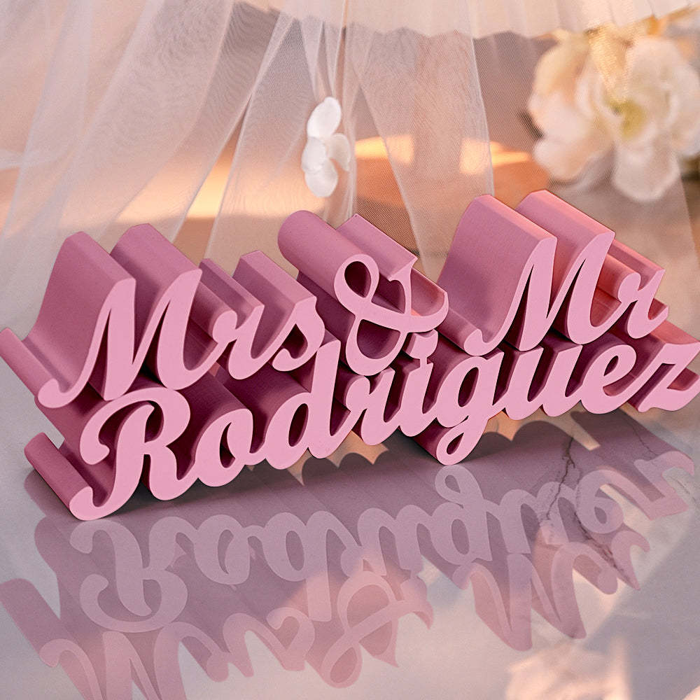 Personalized 3D Print Last Name Sign Custom Wedding Family Name Sign Wedding Tabletop Centerpieces for Wedding and Home - auphotoblanket