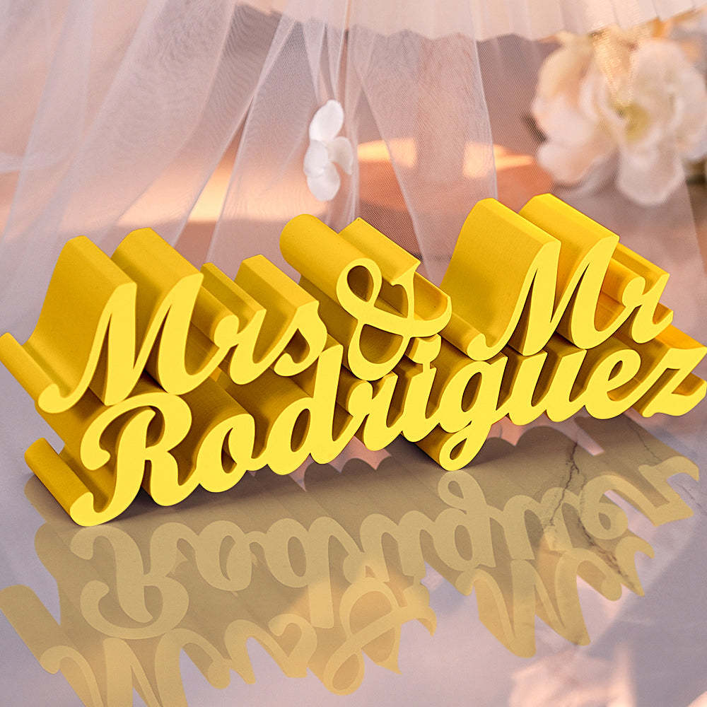 Personalized 3D Print Last Name Sign Custom Wedding Family Name Sign Wedding Tabletop Centerpieces for Wedding and Home - auphotoblanket