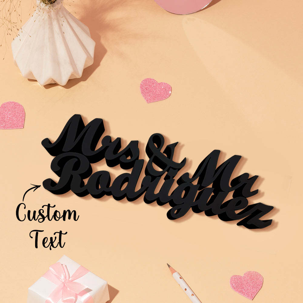 Personalized 3D Print Last Name Sign Custom Wedding Family Name Sign Wedding Tabletop Centerpieces for Wedding and Home - auphotoblanket