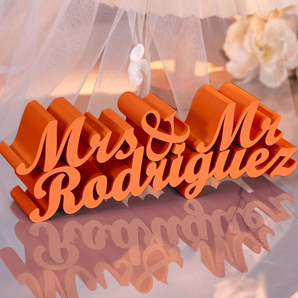 Personalized 3D Print Last Name Sign Custom Wedding Family Name Sign Wedding Tabletop Centerpieces for Wedding and Home - auphotoblanket