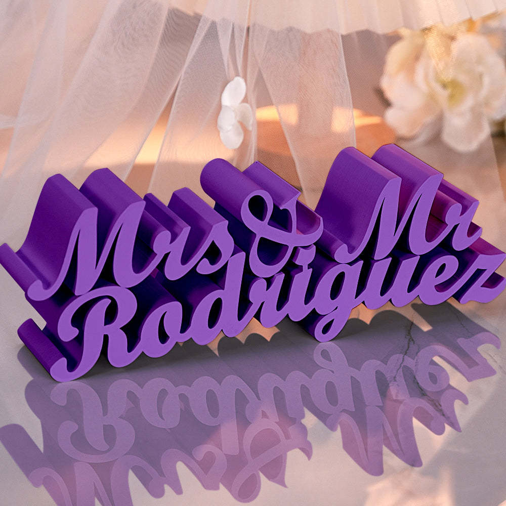 Personalized 3D Print Last Name Sign Custom Wedding Family Name Sign Wedding Tabletop Centerpieces for Wedding and Home - auphotoblanket