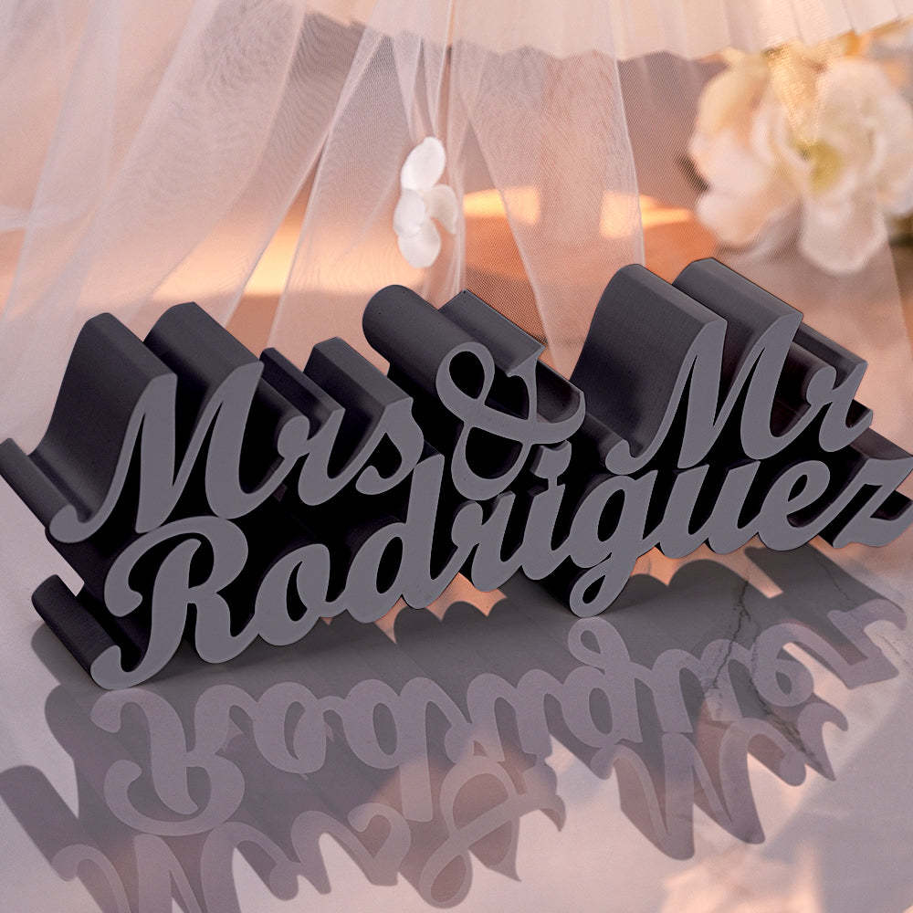 Personalized 3D Print Last Name Sign Custom Wedding Family Name Sign Wedding Tabletop Centerpieces for Wedding and Home - auphotoblanket