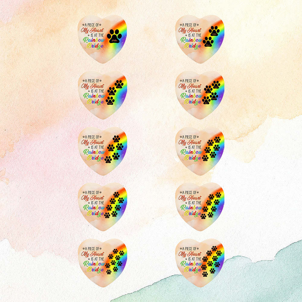 Personalized Heart Pet Ornament A Piece Of My Heart Is At The Rainbow Bridge Ornament for Pet Memorial Gift - auphotoblanket