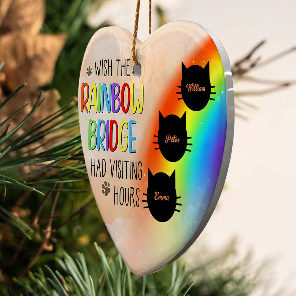 Personalized Heart Cat Ornament Wish The Rainbow Bridge Had Visiting Hours Ornament for Cat Memorial Gift - auphotoblanket