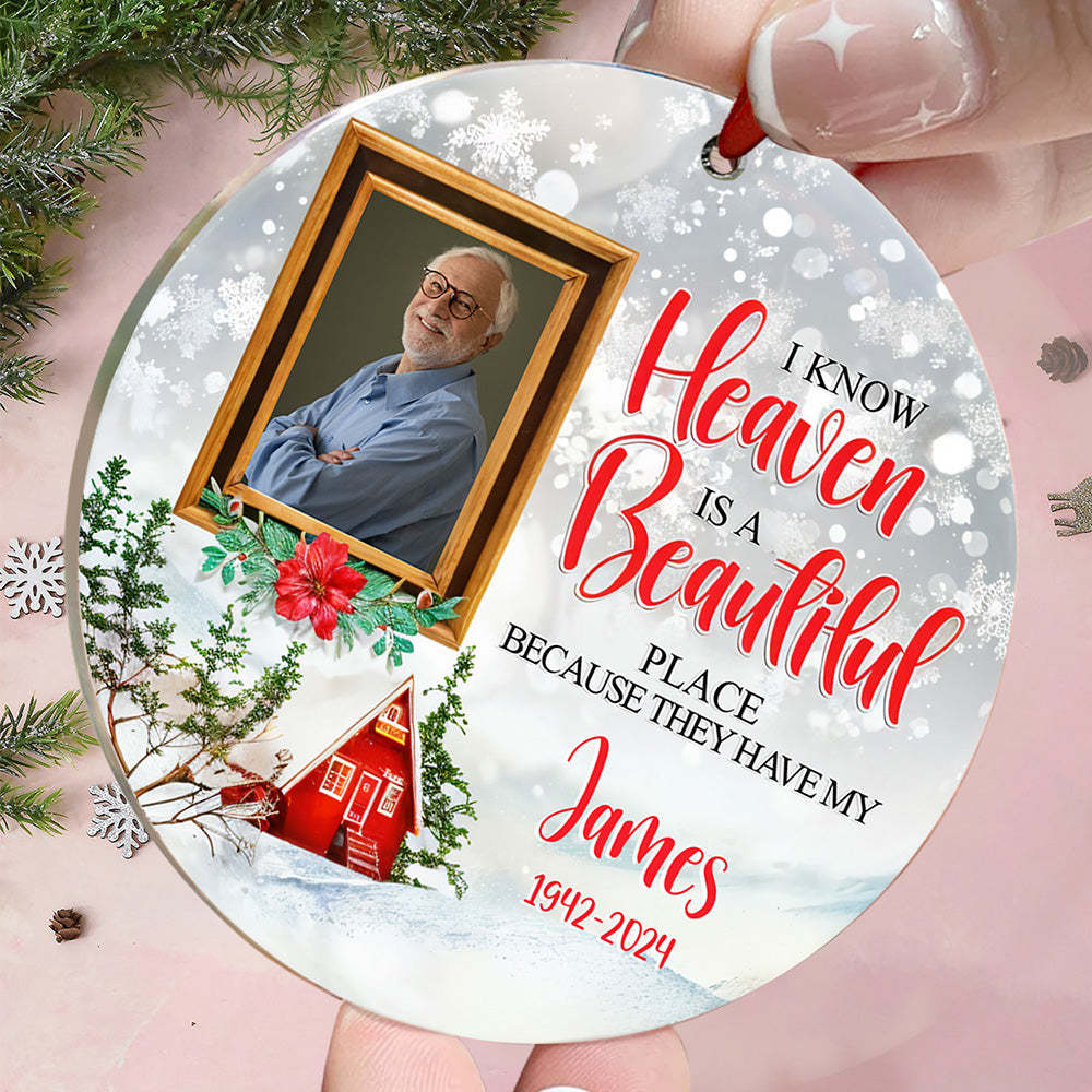 Personalized Memorial Ornament Christmas Photo Ornament for Christmas Gift - auphotoblanket
