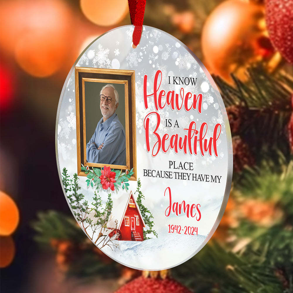 Personalized Memorial Ornament Christmas Photo Ornament for Christmas Gift - auphotoblanket