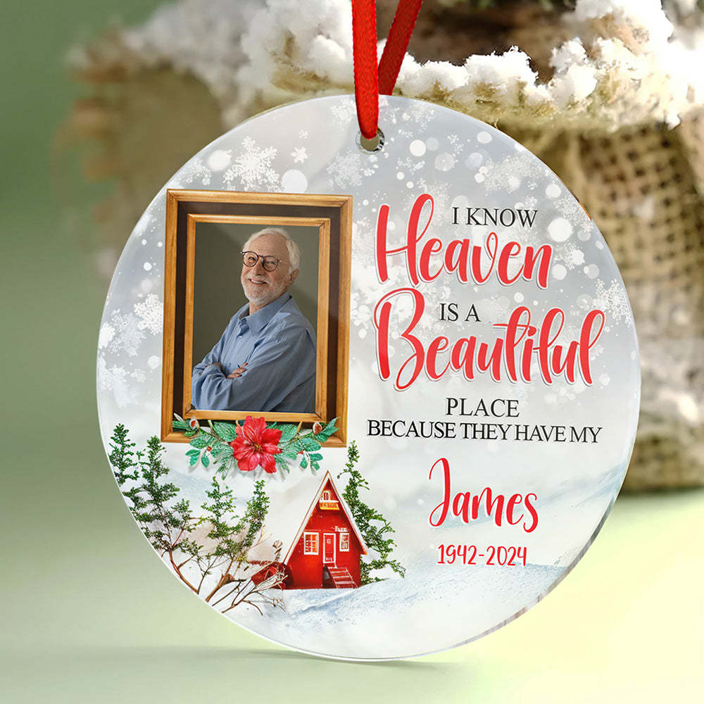Personalized Memorial Ornament Christmas Photo Ornament for Christmas Gift - auphotoblanket