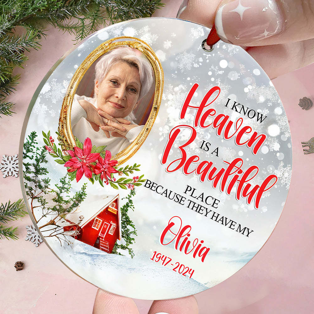Personalized Memorial Ornament Christmas Photo Ornament for Christmas Gift - auphotoblanket