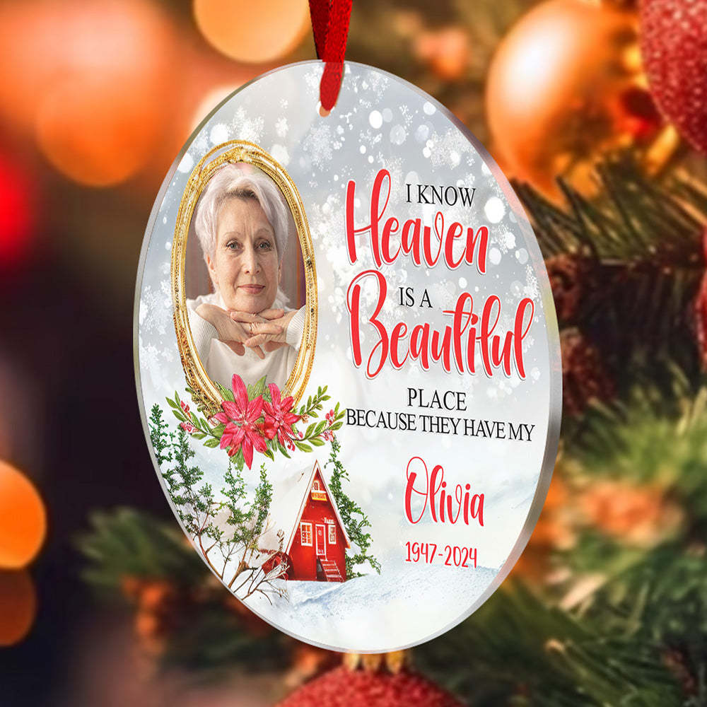Personalized Memorial Ornament Christmas Photo Ornament for Christmas Gift - auphotoblanket