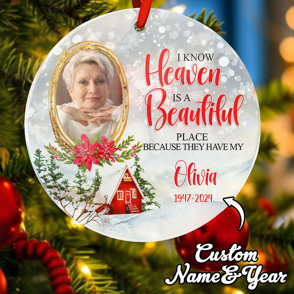 Personalized Memorial Ornament Christmas Photo Ornament for Christmas Gift - auphotoblanket