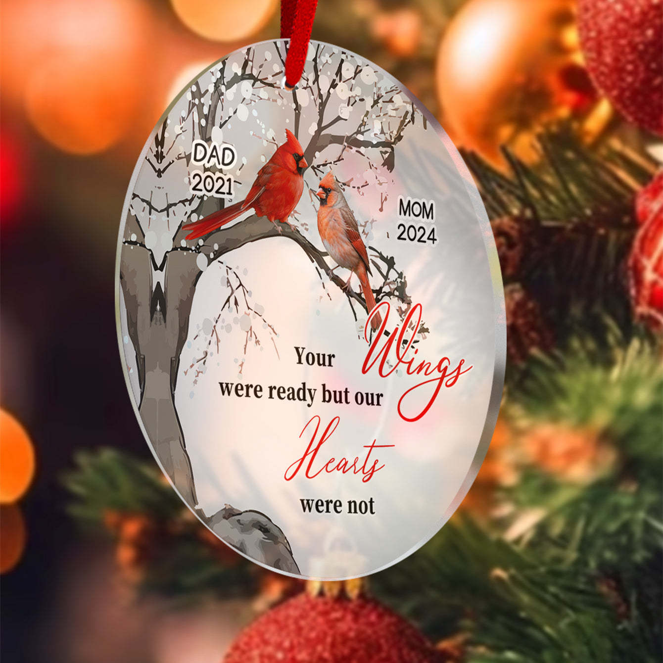 Personalized Memorial Ornament Cardinals Blossom Tree Christmas Ornament Gifts for Family - auphotoblanket
