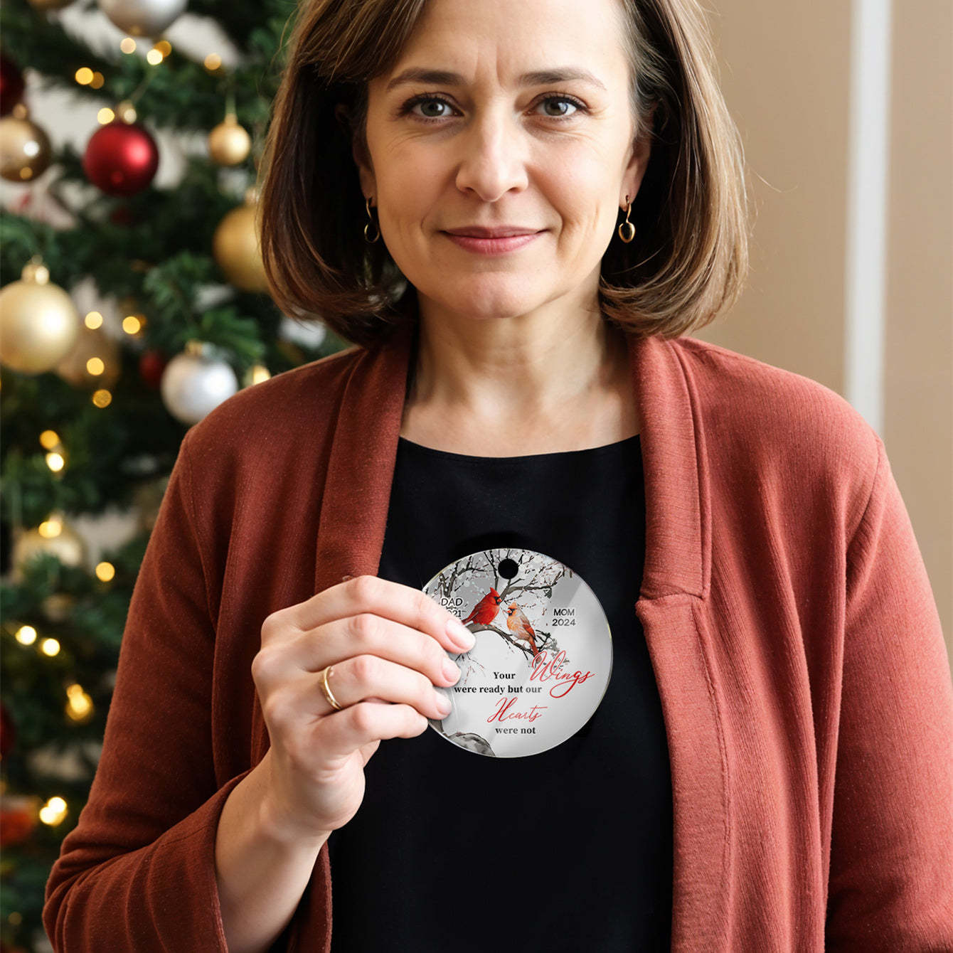 Personalized Memorial Ornament Cardinals Blossom Tree Christmas Ornament Gifts for Family - auphotoblanket