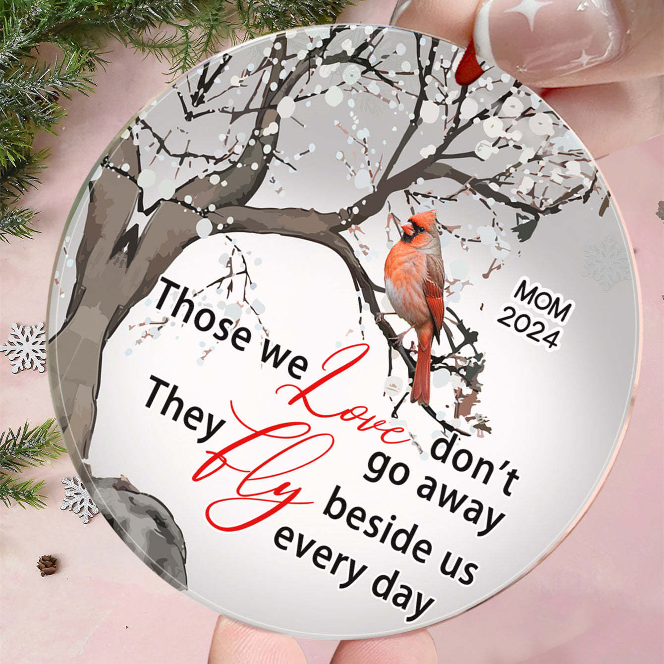Personalized Memorial Ornament Cardinals Blossom Tree Christmas Ornament Gifts for Family - auphotoblanket