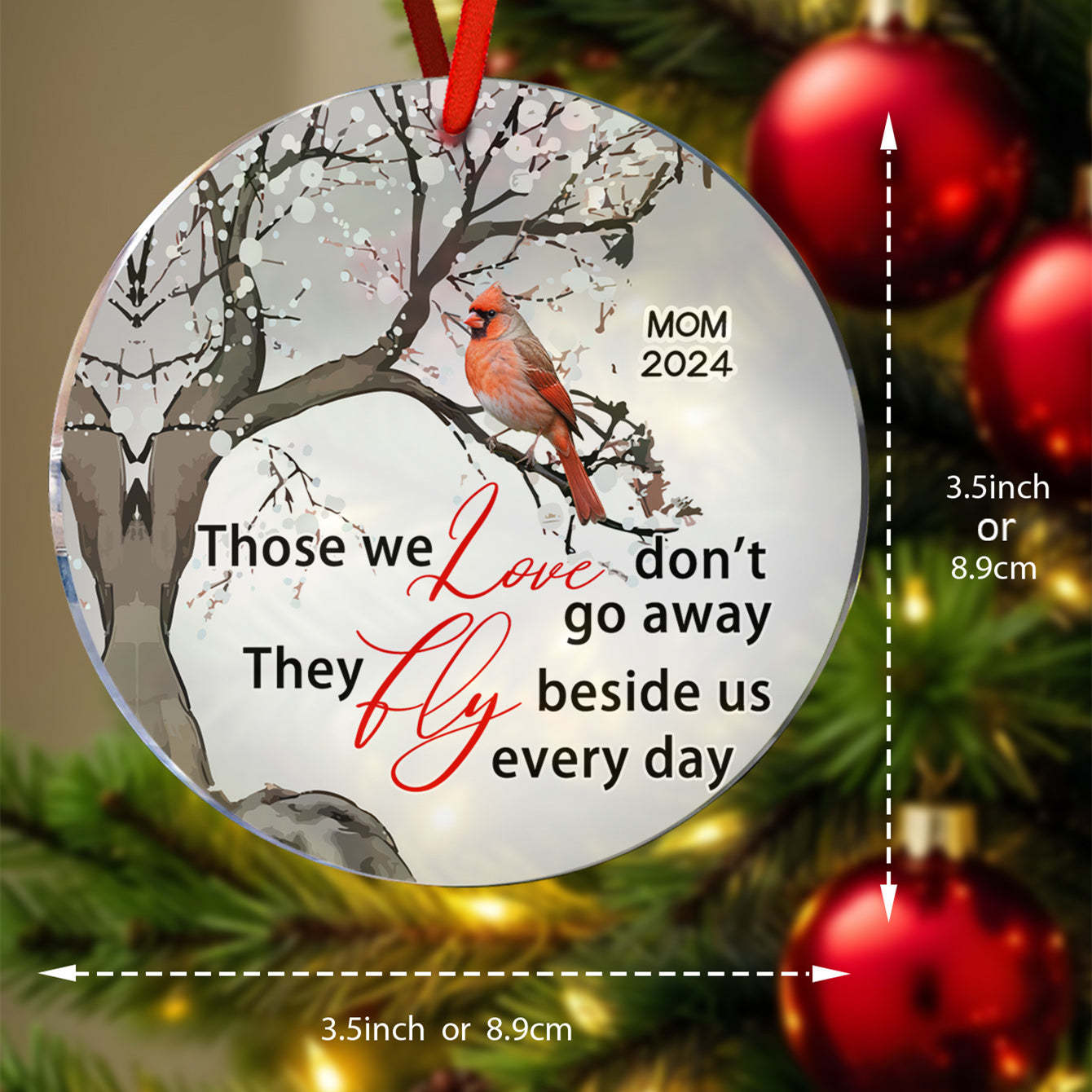Personalized Memorial Ornament Cardinals Blossom Tree Christmas Ornament Gifts for Family - auphotoblanket