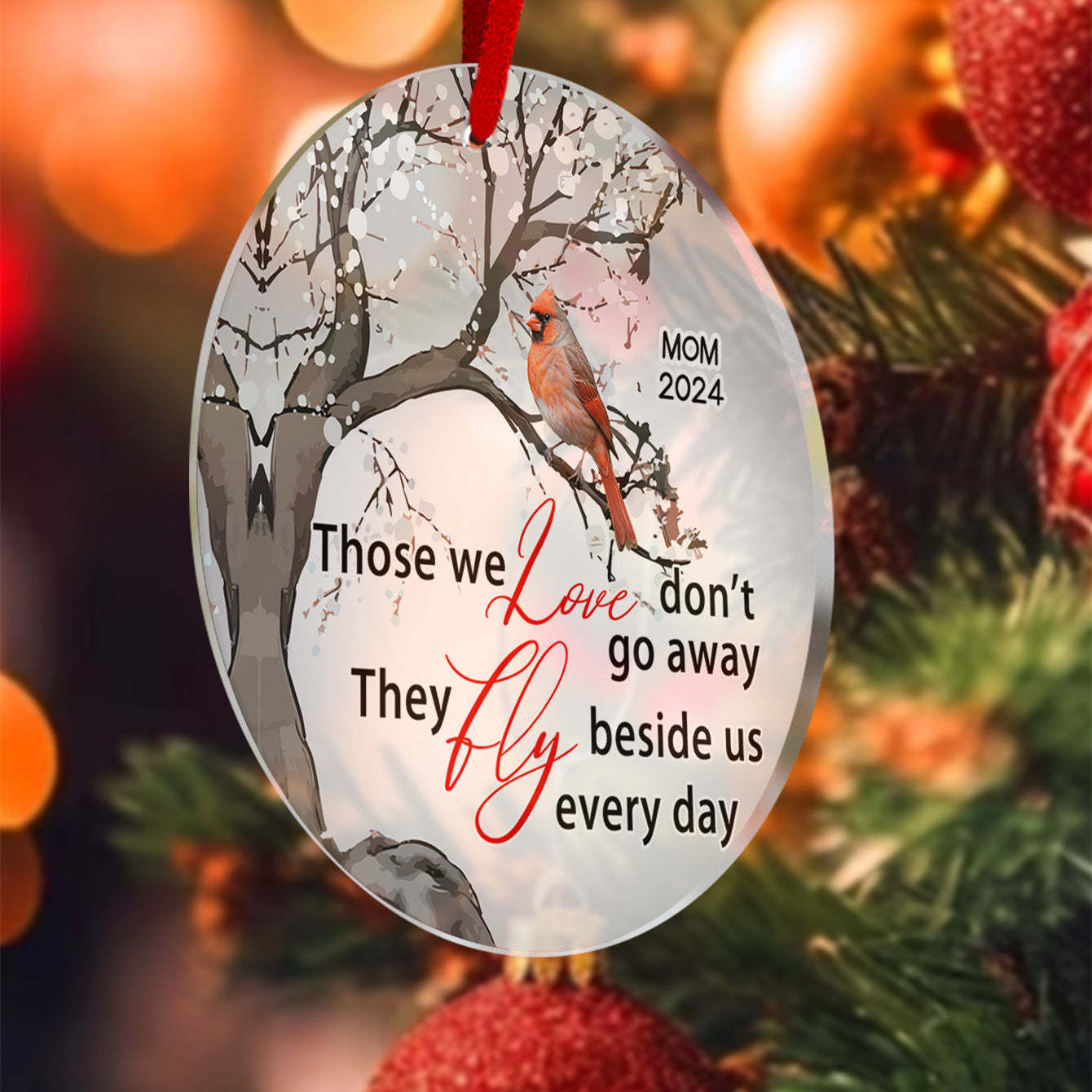 Personalized Memorial Ornament Cardinals Blossom Tree Christmas Ornament Gifts for Family - auphotoblanket