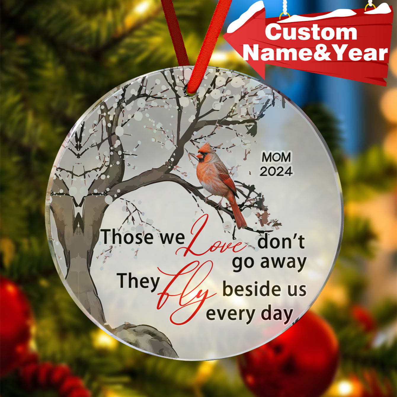Personalized Memorial Ornament Cardinals Blossom Tree Christmas Ornament Gifts for Family - auphotoblanket