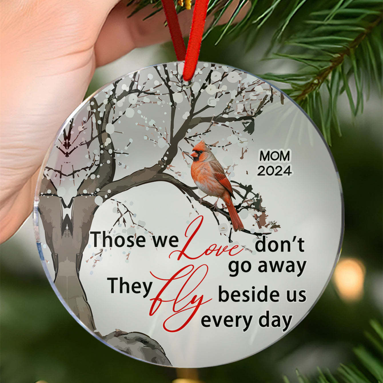 Personalized Memorial Ornament Cardinals Blossom Tree Christmas Ornament Gifts for Family - auphotoblanket