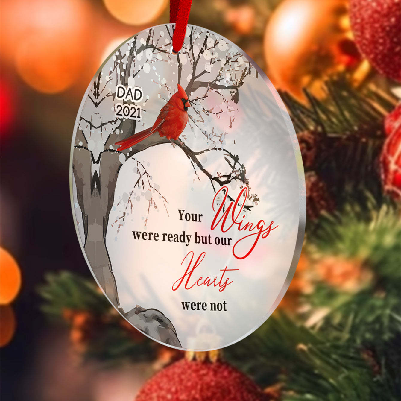 Personalized Memorial Ornament Cardinals Blossom Tree Christmas Ornament Gifts for Family - auphotoblanket
