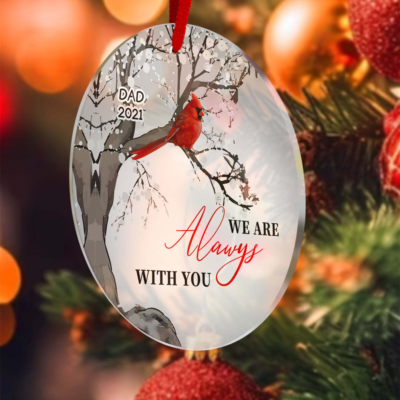 Personalized Memorial Ornament Cardinals Blossom Tree Christmas Ornament Gifts for Family - auphotoblanket