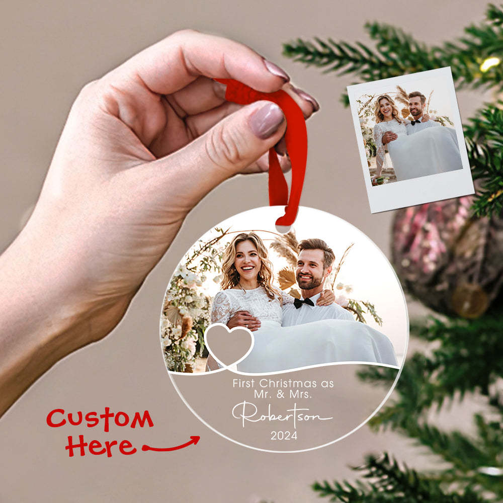 Personalized First Christmas Ornament with Photo Christmas Ornament Gift for Couples - auphotoblanket