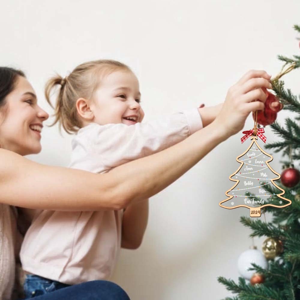 Personalized Christmas Tree Ornament with Names Family Christmas Ornament Gift - auphotoblanket