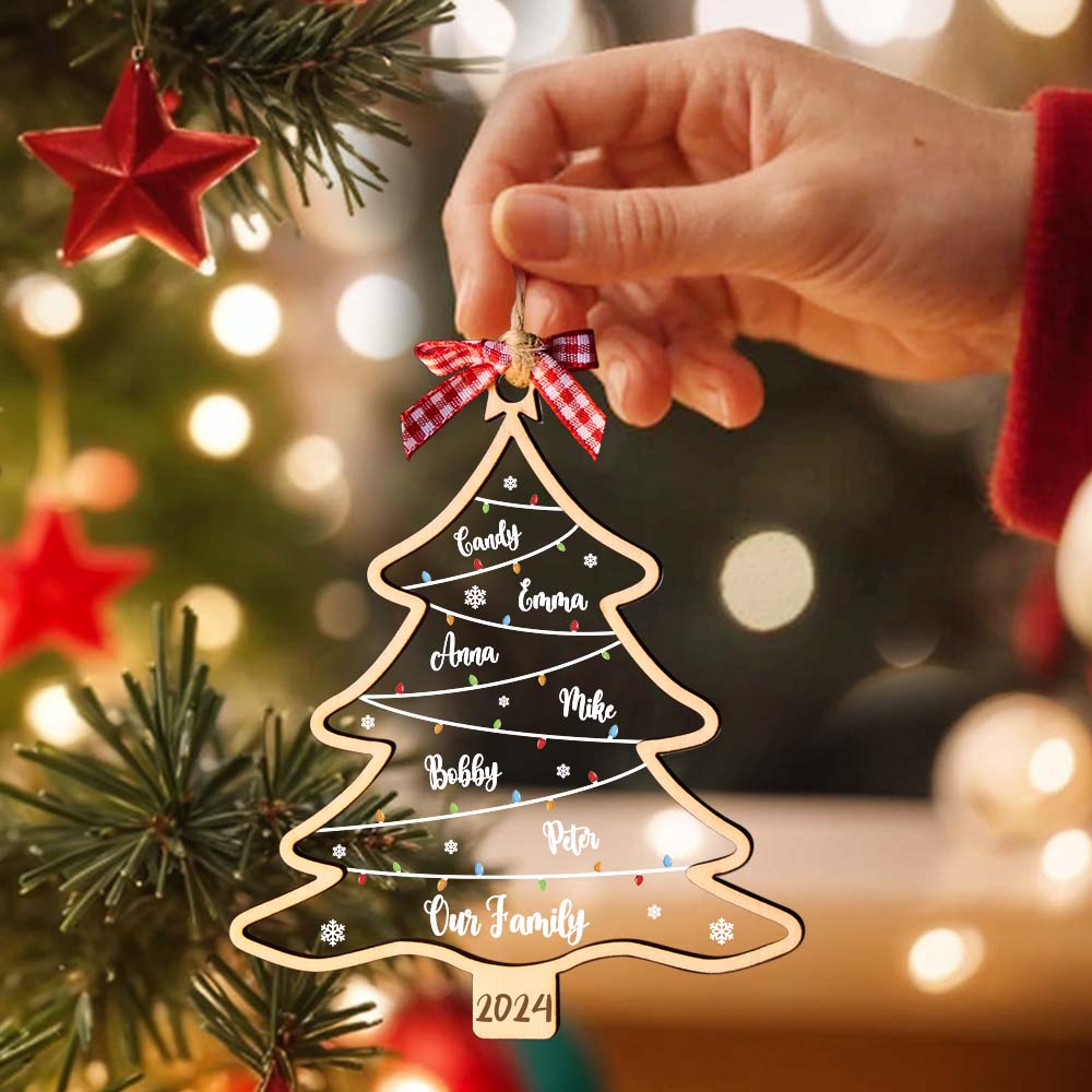 Personalized Christmas Tree Ornament with Names Family Christmas Ornament Gift