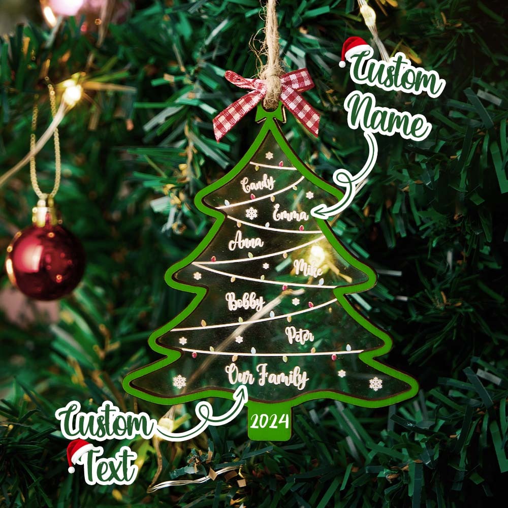 Personalized Christmas Tree Ornament with Names Family Christmas Ornament Gift - auphotoblanket