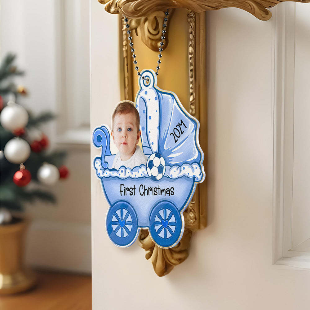 Personalized Baby's Carriage Ornament Photo Christmas Ornament Gift for Baby - auphotoblanket