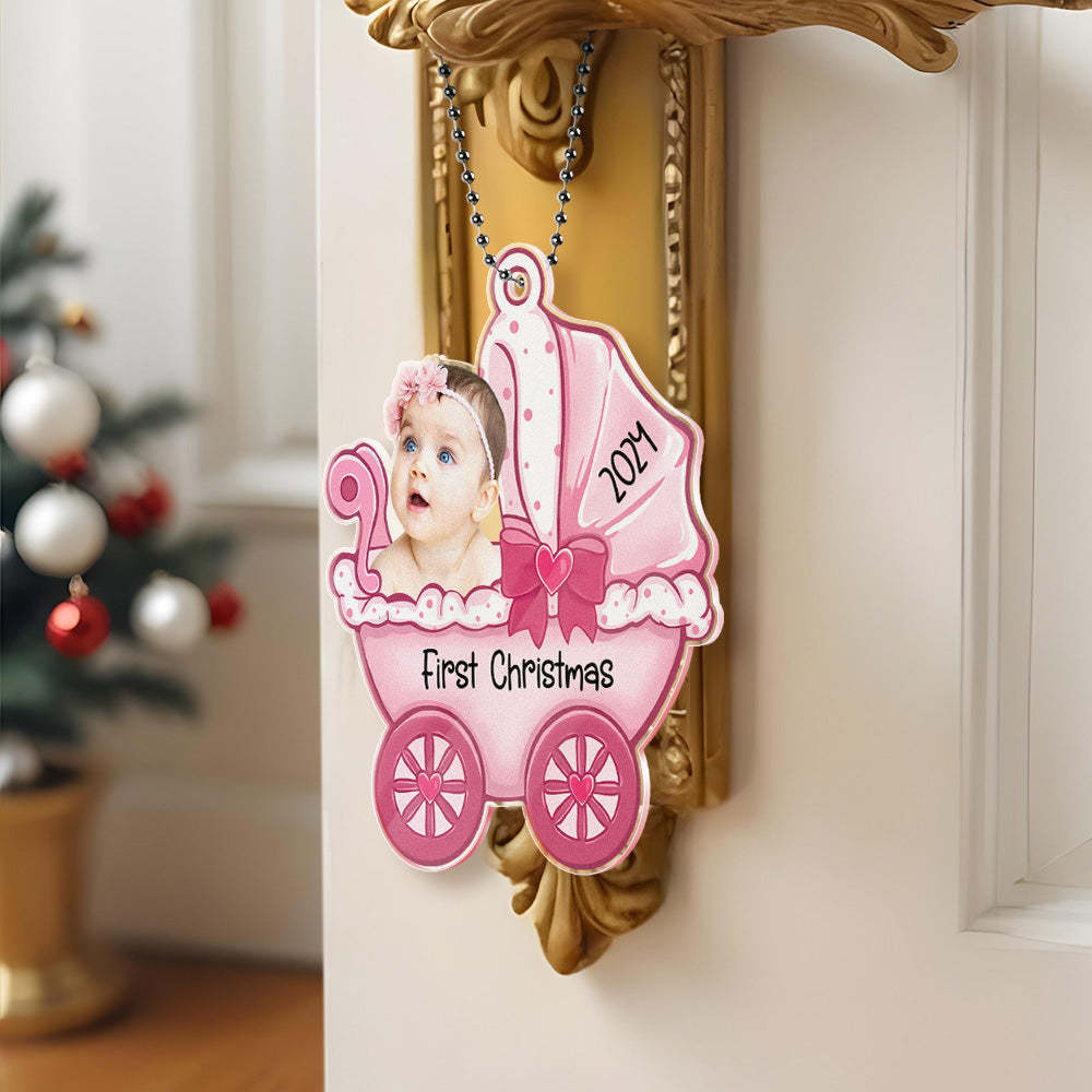 Personalized Baby's Carriage Ornament Photo Christmas Ornament Gift for Baby - auphotoblanket