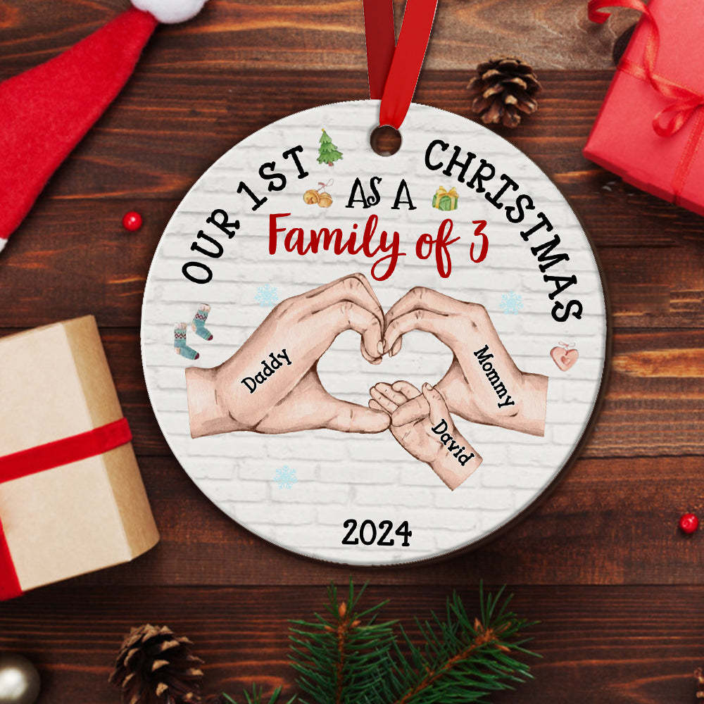 Personalized Baby's First Christmas As A Family Ornament Christmas Tree Decoration for Christmas Gifts - auphotoblanket