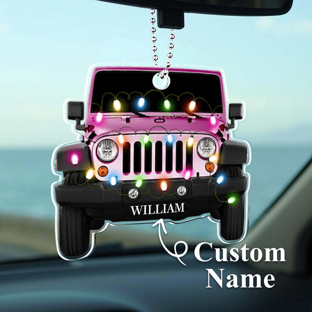 Personalized Car Ornament with Name Acrylic Christmas Ornament for Christmas Gift - auphotoblanket
