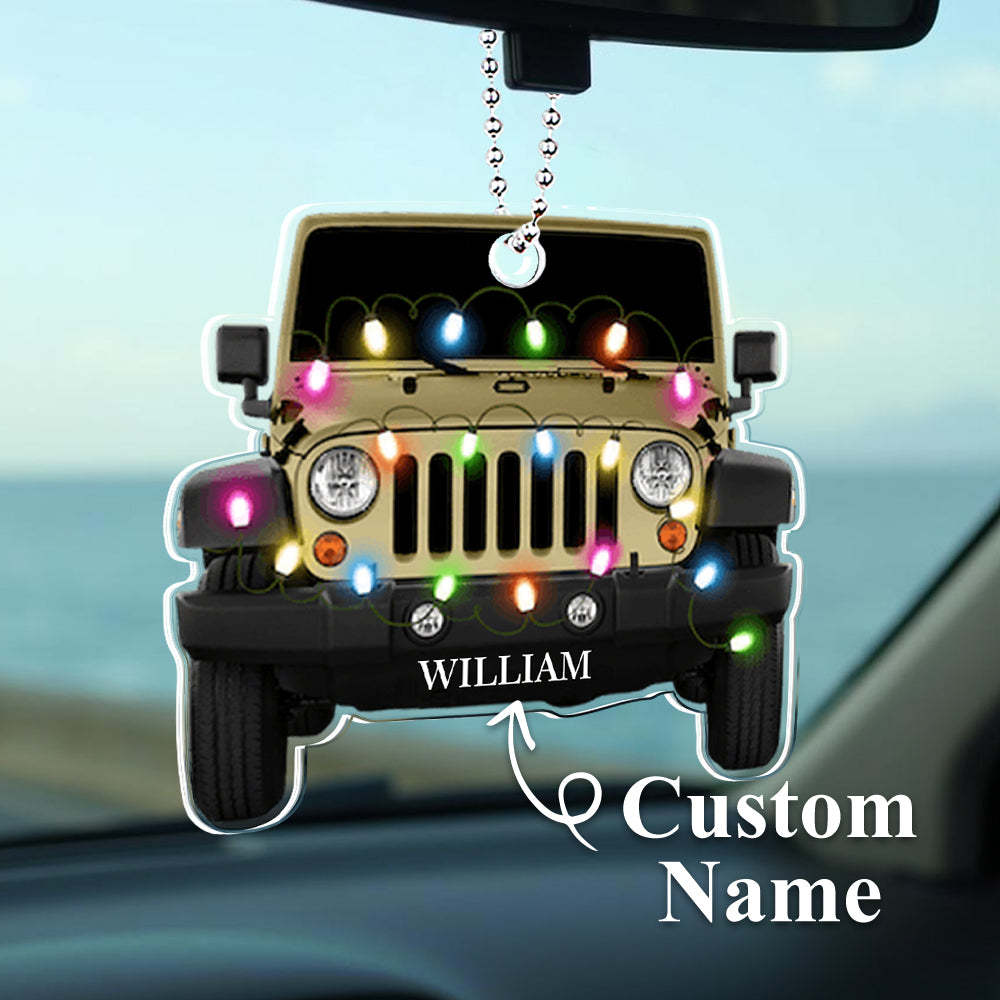 Personalized Car Ornament with Name Acrylic Christmas Ornament for Christmas Gift - auphotoblanket